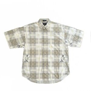Salty Dog‎ Gant Imperial Poplin Check Golf 100% Cotton Button Up Men's Size M